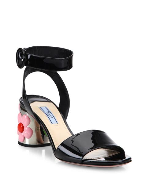 prada sandals flower|Prada block heel sandals.